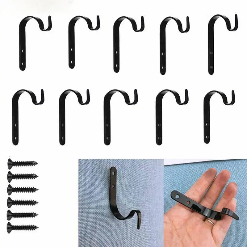 5/10 Pack Metal Hooks, J-Shaped Vintage Wall Hooks, Screw Hooks for Plants, Flower Baskets, Lamps, Decorative Hooks for Indoor Outdoor Use, Hanging Plant Hooks