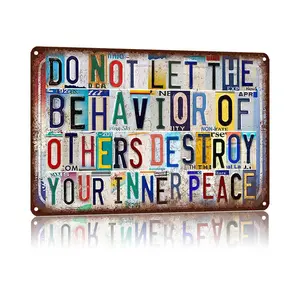 2D Flat “Do Not Let Others Destroy Your Inner Peace” – 8×12 Retro License Plate Aluminum Metal Sign