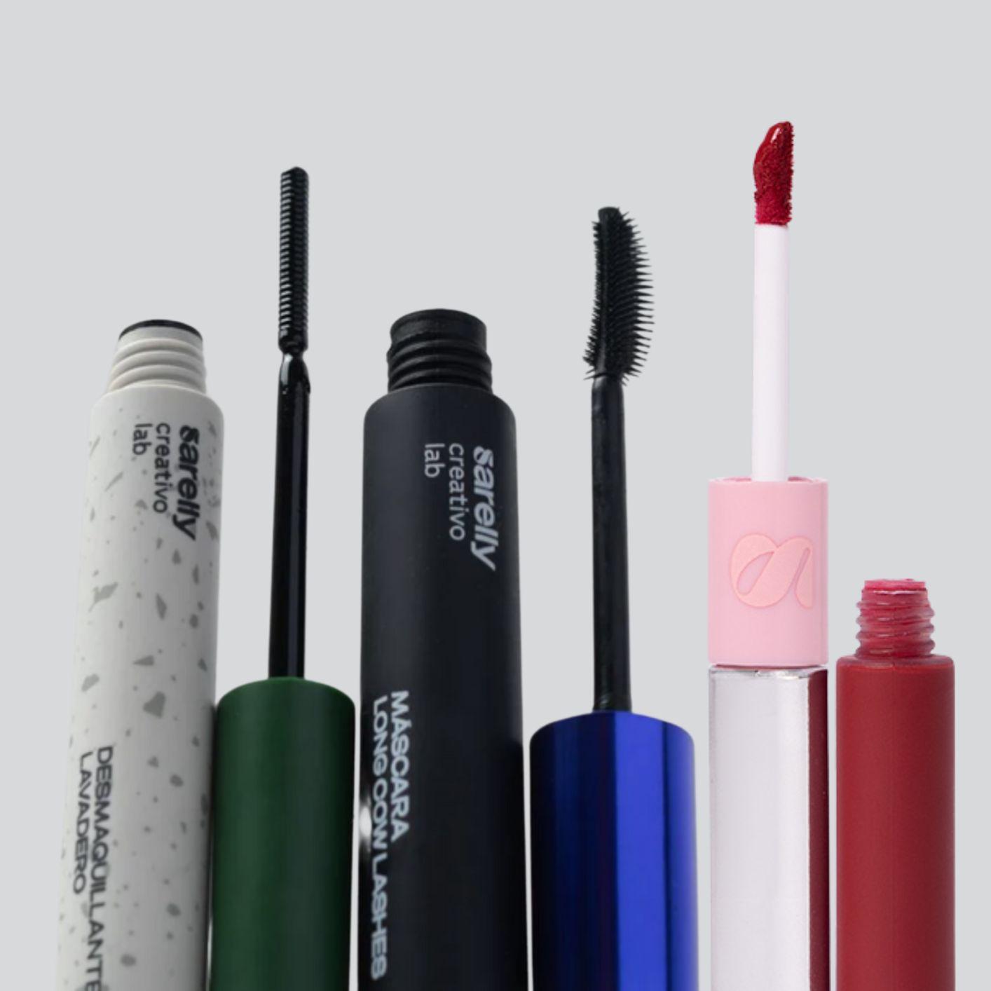 Sarelly Glam Kit – Long Lasting Bold Red Telenovela Lips, Lifted Cow Lashes & Easy Lavadero Remover