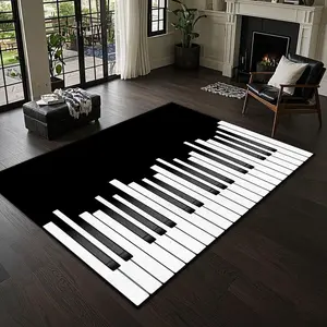 Piano Pattern Floor Mat, Non-slip Soft Floor Carpet, Decorative Area Rug, Music Theme Home Decor for Living Room Bedroom, Vanity Decor Accessories
