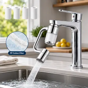 1440° Rotating Faucet Extender with Filter – Dual Spray Sink Attachment for Easy Face Washing, Splash-Proof Kitchen & Bathroom Faucet Head + 8 Replacement Filters