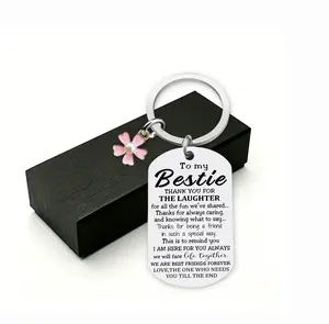 Women's Friendship Pendant Keychain - Charm Keychain with Floral Decorations, Miniature Design, Inspirational BFF Jewelry, Sentimental Best Friend Birthday Gift, Charm Keychains, Floral Decorations Keychains
