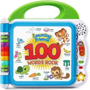 Learning Friends 100 Words Book Green Interactive Educational Toy for Kids with 9.17" x 9.37" Size