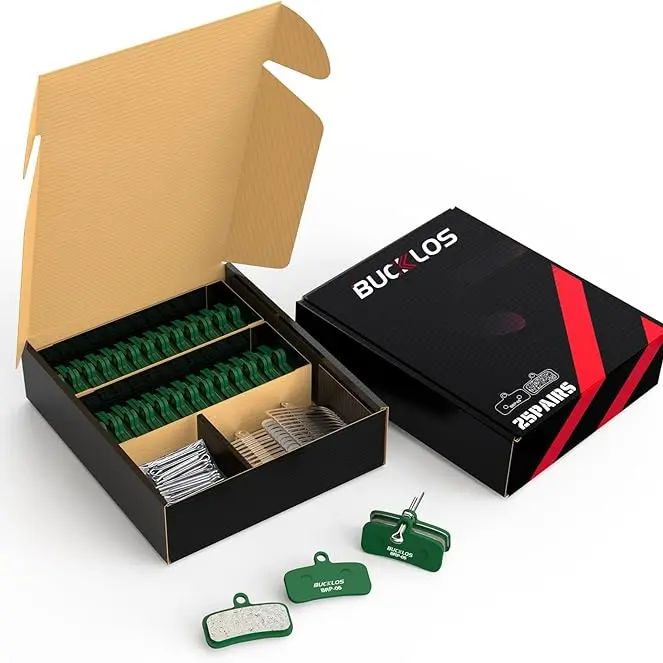 BUCKLOS 25PC Copper-Enhanced Resin/Metal/Ceramic Bicycle Disc Brake Pads - Strong Grip, Wet-Weather Hold, All-Season Use - Components & Parts Compatible with Saint BR-M810, M820, M6120, Deore XT M8020, BMX Bikes, Hydraulic Cycling Components