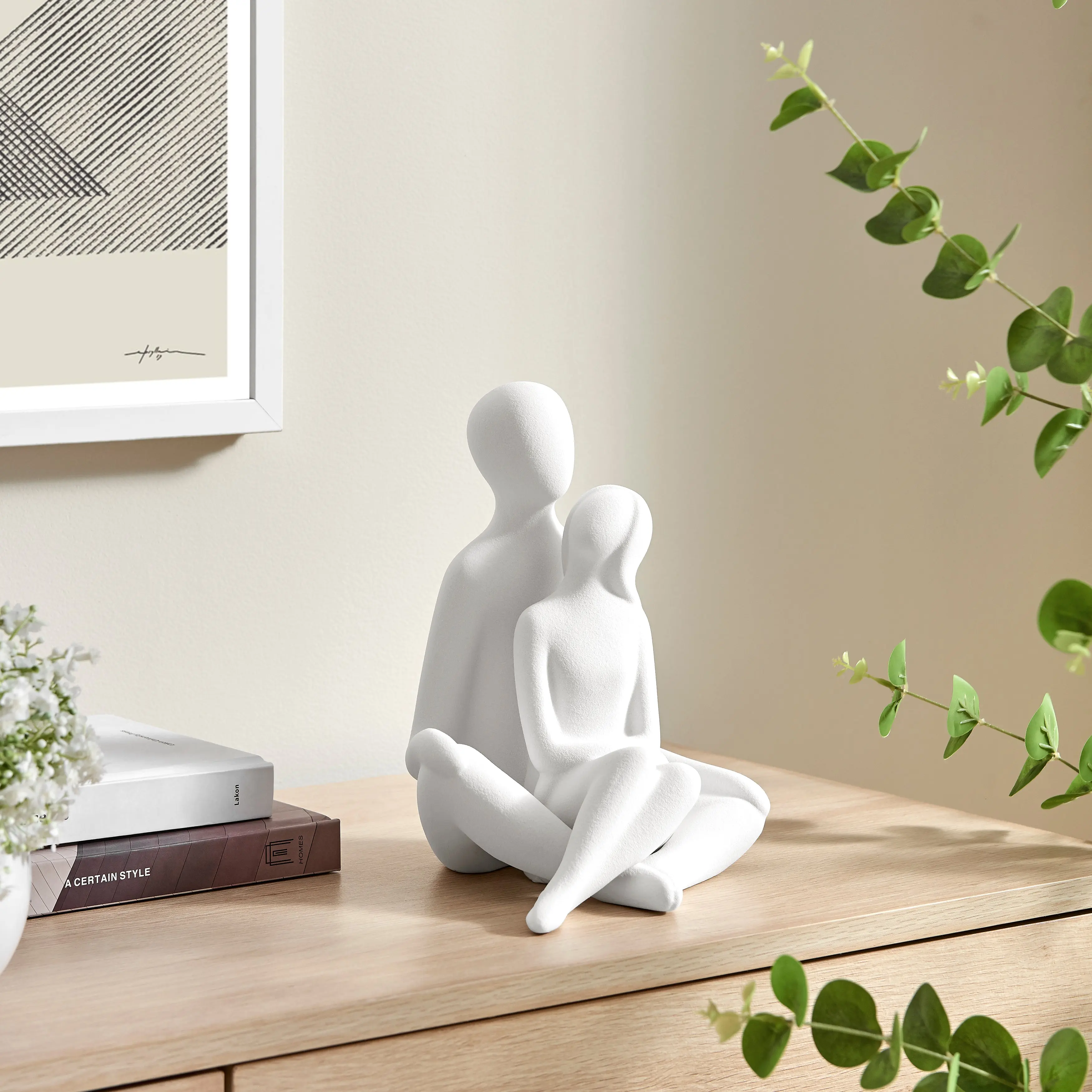 Hans Sitting Couple Ceramic Sculpture Set