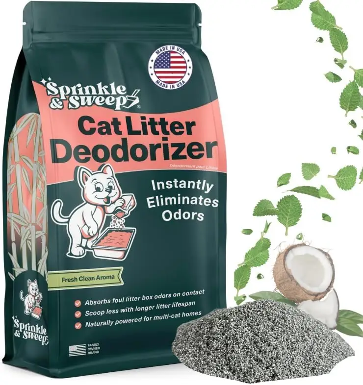 Sprinkle & Sweep Cat Litter Box Deodorizer – Smell Control for Litter Box Cats | Works with Automatic Litter Box | Fresh Clean Aroma | Safe & Non-Toxi