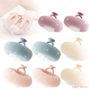2-piece super soft sunflower-shaped bath balls with suction cups - unisex 2-in-1 exfoliating sponge and cleaning brushXXALUE BAZAAR11