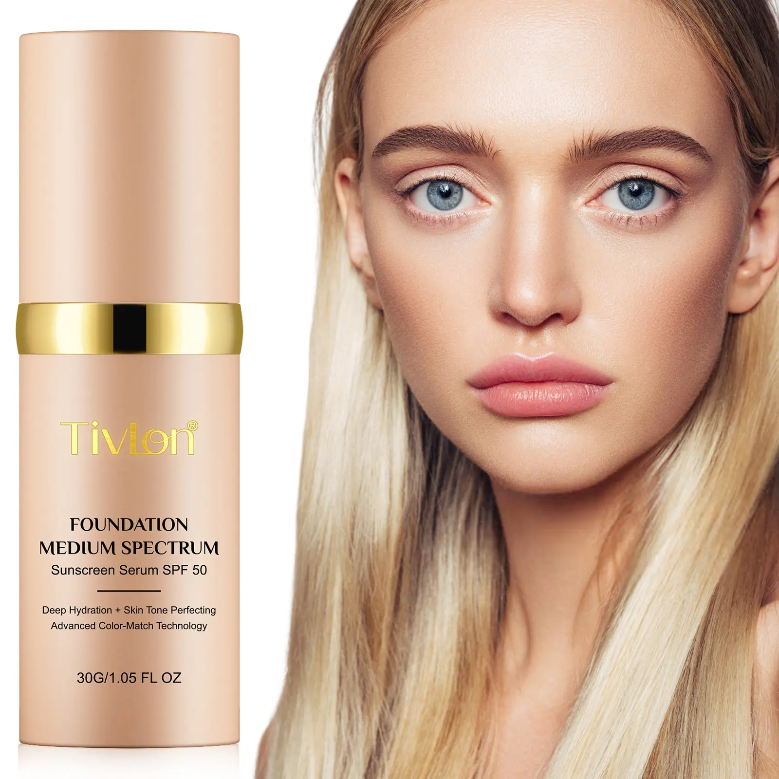 TIVLON Color Changing Concealer & Foundation for Women, Waterproof & Transfer Proof Makeup with a High Coverage Matte Finish, SPF 15 Sun Protection, Fragrance-Free, 30g, Lightweight