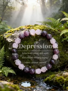 Depression Healing Relaxation Bracelet, Imitated Garnet Mood Stabilizer & Crystal Calming, Soft Texture Fits Wrist, Meditation Home Wear