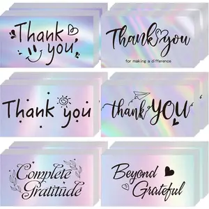 Thank You Cards Small Business, 120 count Business Thank You Cards Bulk, 6 Styles Small Blank Greeting Appreciation Card, Holographic Thank You Notes for Business Customer Teacher Wedding  Shower