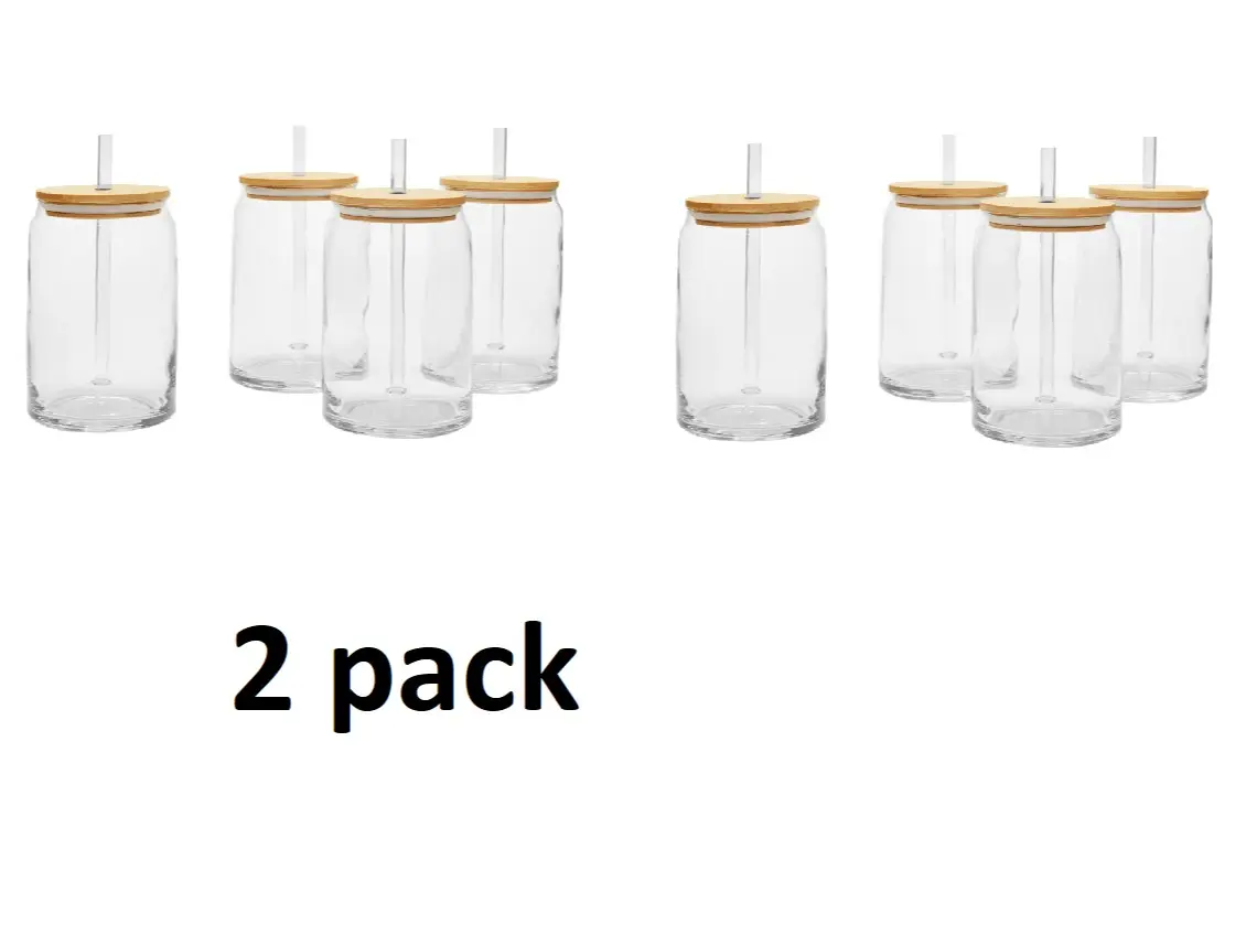2 pack-8PK Briar Beer Can Glass Set for Beverage Lovers - Drinkware Bamboo Straw Plastic Stylish Colorful Lids