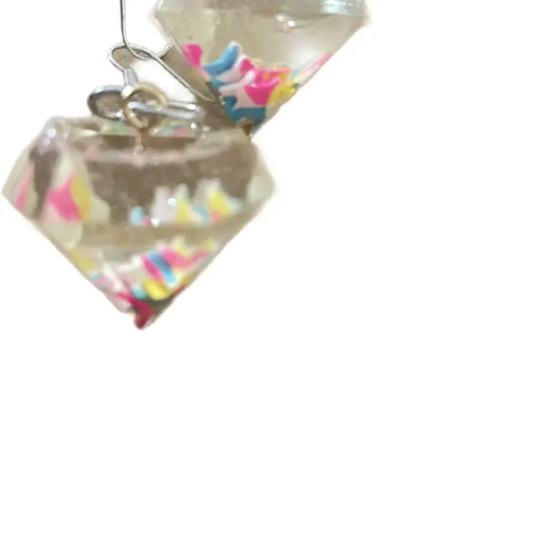 Female Handmade Resin Earrings - Teardrop Design, Hypoallergenic Fade-Resistant Artisan Costume Jewelry for Casual Daily Wear