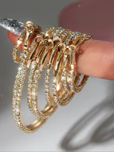 Fashionable Rhinestone Decorated Hoop Earrings, Fashion Jewelry for Party, Daily Clothing Decor, Trendy All-match & Exquisite Jewelry for Birthday Gift