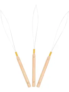 3-Piece Hair Extension Ring Needle Pull Hook Tool Set, Mini Nano Bead Device for Hair Extensions, Suitable for Hair or Feather Extensions, Hair Extension Tools