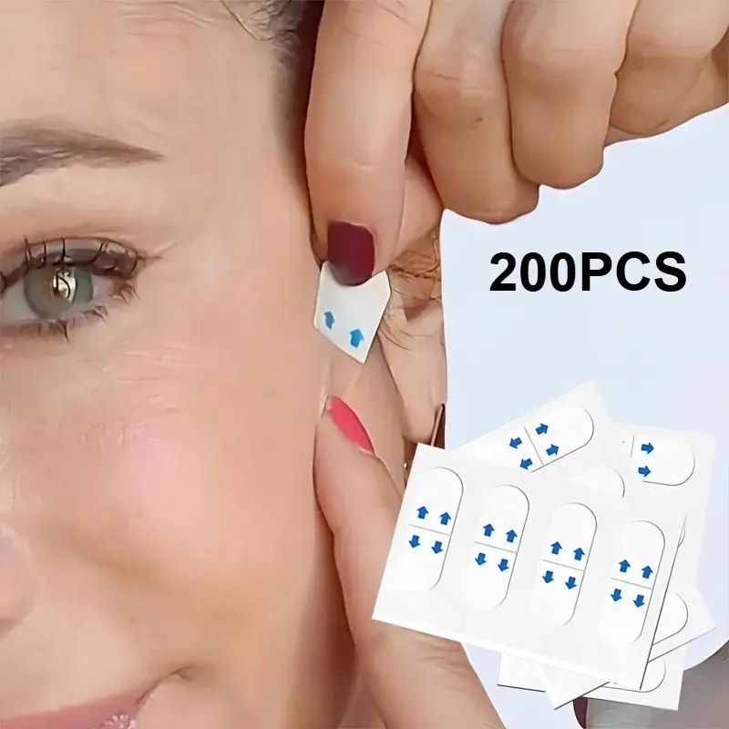 200pcs Invisible Face Shaping Tape, Instant Facial Slimming Patch, Waterproof Elastic Wrinkle Lift Stickers, Face Lifting Tape, Facelift Tape For Face Invisible, Neck Lift Reduce Double Chin Skin Tightening, Gentle