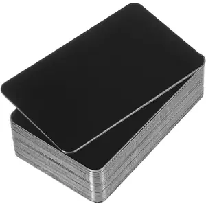 0.5mm Stainless Steel Metal Biness Cards, 30 Pack One Side Finished Mirror Blank Name Card Laser Engraving for DIY Gift Cards, Black