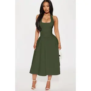 Mabel Ponte Midi Dress - Olive