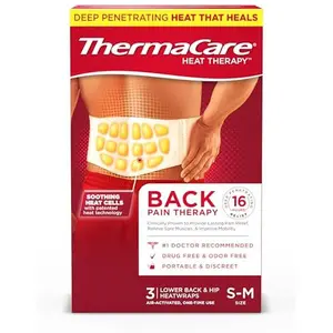 ThermaCare Advanced Back & Hip HeatWraps - Adhesive, Disposable Heat Therapy Pads for Lower Back Pain, Muscle Aches, & Herniated Disc Relief - Drug-Free - Long-Lasting - S/M - 3-Count