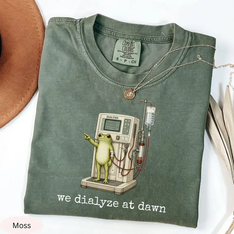 Comfort Colors Funny Dialysis Nurse Shirt Aesthetic Kidney Nursing T-Shirt Vintage Nephrology Graphic Tee Cute Renal Nurse Gift Medical Humor Top Spirit Era Art