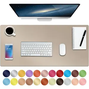 Boutilon Leather Desk Pad,Non-Slip Mouse Pad,Waterprooft Leather Gaming Desk Mat,Extended Table Protector for Keyboard and Mouse,Desk Writing Pad for Office Home Working Decor (Beige,30" X14") Boutilon