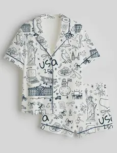 USA 250th Anniversary Patriotic Pajamas Satin Silk Set, 4th of July Pajamas Sets, USA Flag Coquette Bow Patriotic Premium Satin Pajamas, Gift For Her, Independence Day Fourth of July Pajama Set, Women Sleepwear