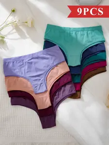 Women's Low-Waist Seamless Triangle Panties, Casual Fitted Underwear, All Seasons Daily Wear, Drop Waist Design, Plain Pattern