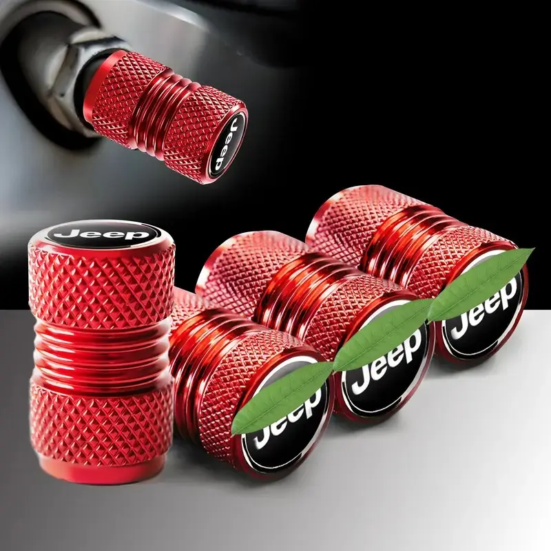 For Jeep Accessories 4-Piece Aluminum Alloy Tire Valve Caps, Corrosion-Resistant, Dustproof, dark Tire Valve Caps, Corrosion-Resistant, Dustpro …Waterproof, Durable Metal Caps for Jeep Models, Cars, Bicycles