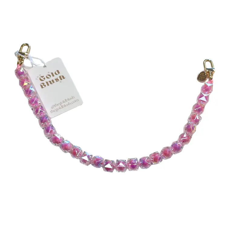 Gold Blush® Prism Chain- Iridescent Crystal Bag Charm Chain, Sparkle Prism Strap (18")