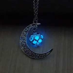 Glowing Pendant Necklace with Silver-Plated Chain – Luminous Glow-In-The-Dark Jewelry for Women & Girls, Stylish Gift Accessory