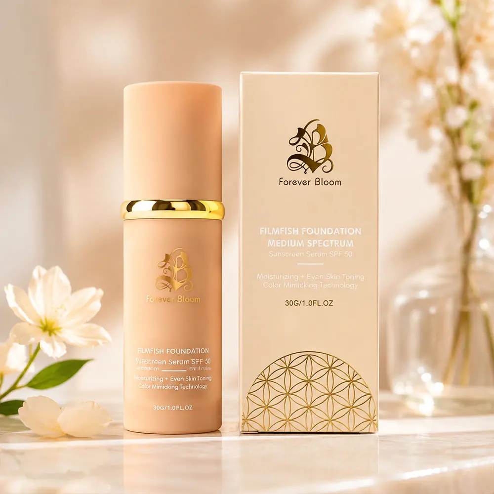 Biomimic Foundation 4 in 1 Light Spectrum Liquid Foundation, Lightweight Buildable Coverage Makeup, Delivers Flawless Natural Second-Skin Finish, Adaptive Light Spectrum Technology, Non-Cakey Daily Facial Base For All Skin Types