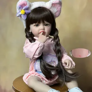 GUESSBELLY Realistic 55cm 22inch Doll Full Body Vinyl Reborn Baby Girl Princess Toddler Baby Newborn Alive Art Toy for Kids Christmas Gift