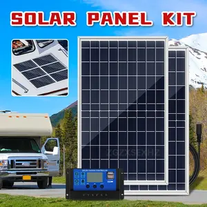 Portable Solar Panel with 60A/100A Controller, 1 Set 10W Solar Panel Charger, Outdoor Solar Panel Kit Solar Powered for Mobile Power, Camping, Hiking, Car, Boat, Phone, Monitoring, Solar Power System