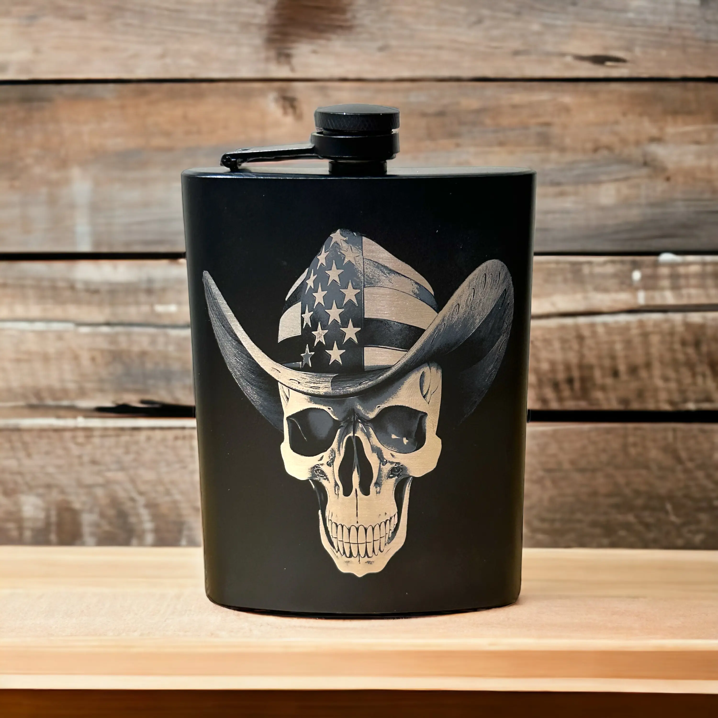 Cowboy Skeleton 8 oz Flask