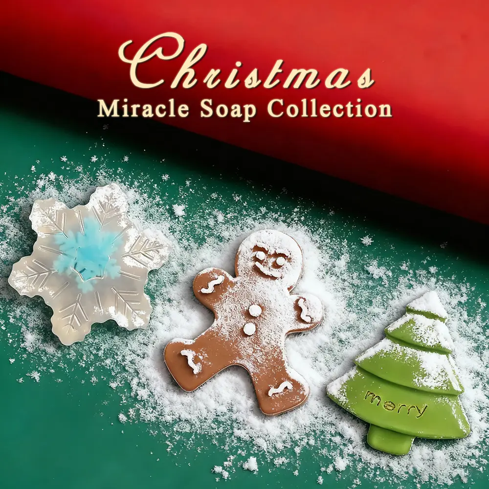 NP Christmas Limited Edition Handmade Soap – Snowflake, Tree & Gingerbread Bars Made with Laurel Oil, Vitamin E, Natural Botanicals for Soft, Moisturized, Fresh & Glowing Skin. Perfect Holiday Gift for Family, Friends & Winter Self-Care.