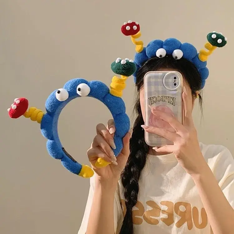 Cute & Playful Big-Eye Plush Sports Headband - High-Crown Style, Everyday Comfy Fit, Ideal for Face Washing, Hair Taming