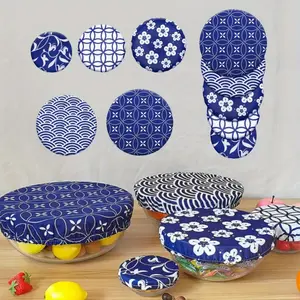 10 Pcs Bowl Covers Reusable in 5 Sizes Stretch Cloth Fabric Elastic Food Storage Bowl Covers Bread Sourdough Lids for Proofing Food Fruits Leftover(Stylish Style)