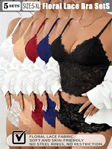 1/3/5/6SETS Elegant Lace Intimates High Quality Lined Triangle Cups Luxury Womenswear Lingerie Sleepwear & Underwear Bundle for Women