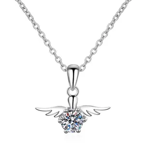 925 Silver Moissanite Angel Wings Necklace