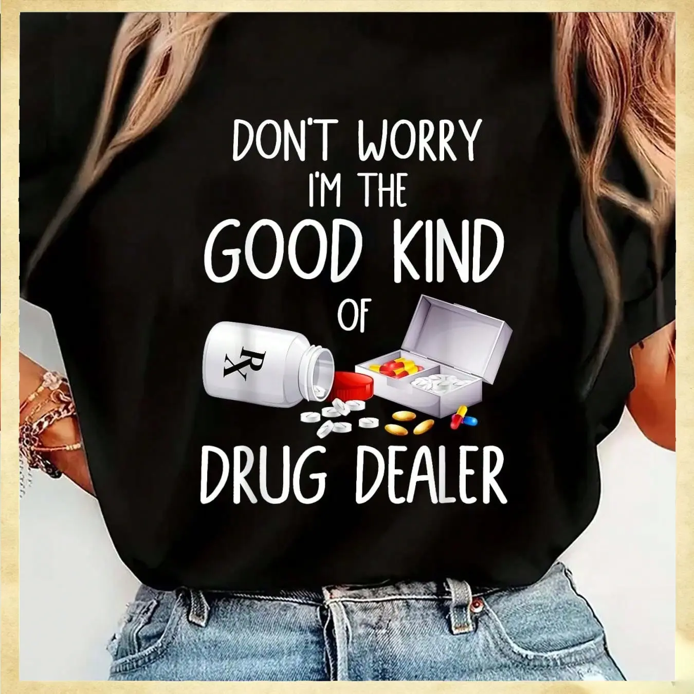 Funny Pharmacist Good Drug Dealer Pharmacy Technician T-Shirt Womens Round Neck Short Sleeve T-Shirt Fashion Graphic Tee