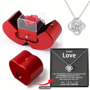A Heart-shaped Pendant Necklace With A Rose Gift Box For Wife, Girlfriend, Lover