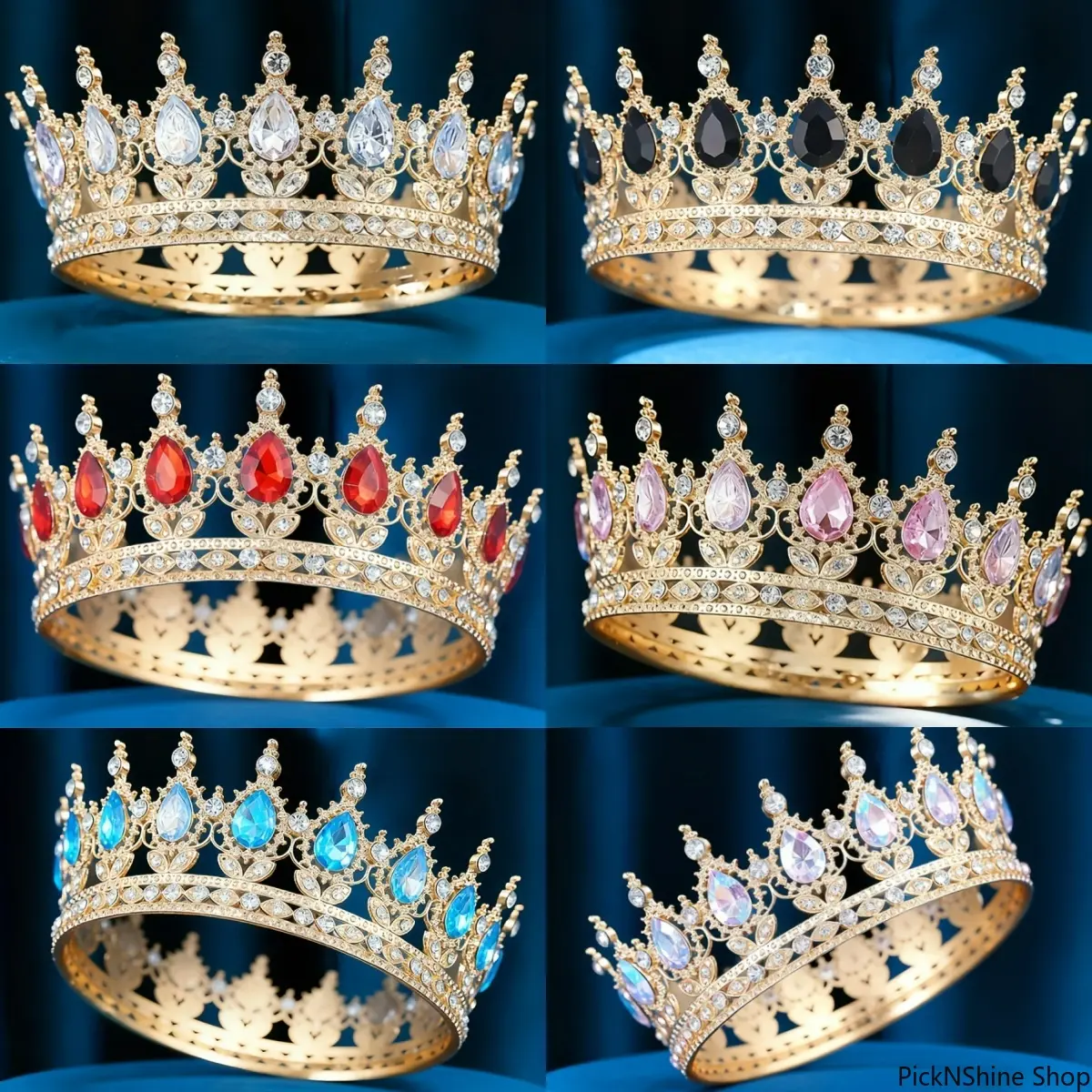 Women’s Exquisite Blue Crystal Diamond Bridal Crown Headpiece - Elegant Crown Design Hair Accessory, Luxury Pageant-Style Fashion Accessory Set for Weddings, Formal Events; Versatile Cake Ornament Tiara, Hair Accessories