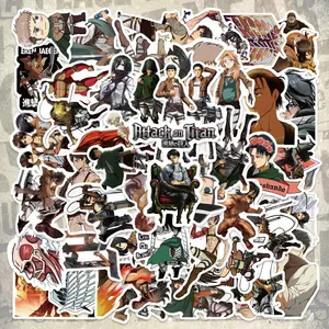 50pcs Attack on Titan Anime Stickers Pack, Waterproof Anime Design Eren & Levi Ackerman Decals for Laptop, Water Bottle, Notebook & Skateboard, Anime Fan Gift