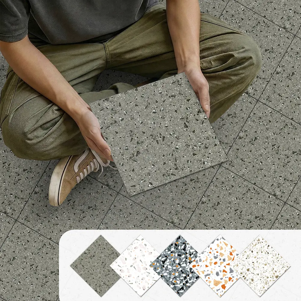16pcs Thick Durable Self-Adhesive Floor Stickers, Waterfall Texture, Directly Stick to Concrete Floors, Universal Use, Flat Sticker Type