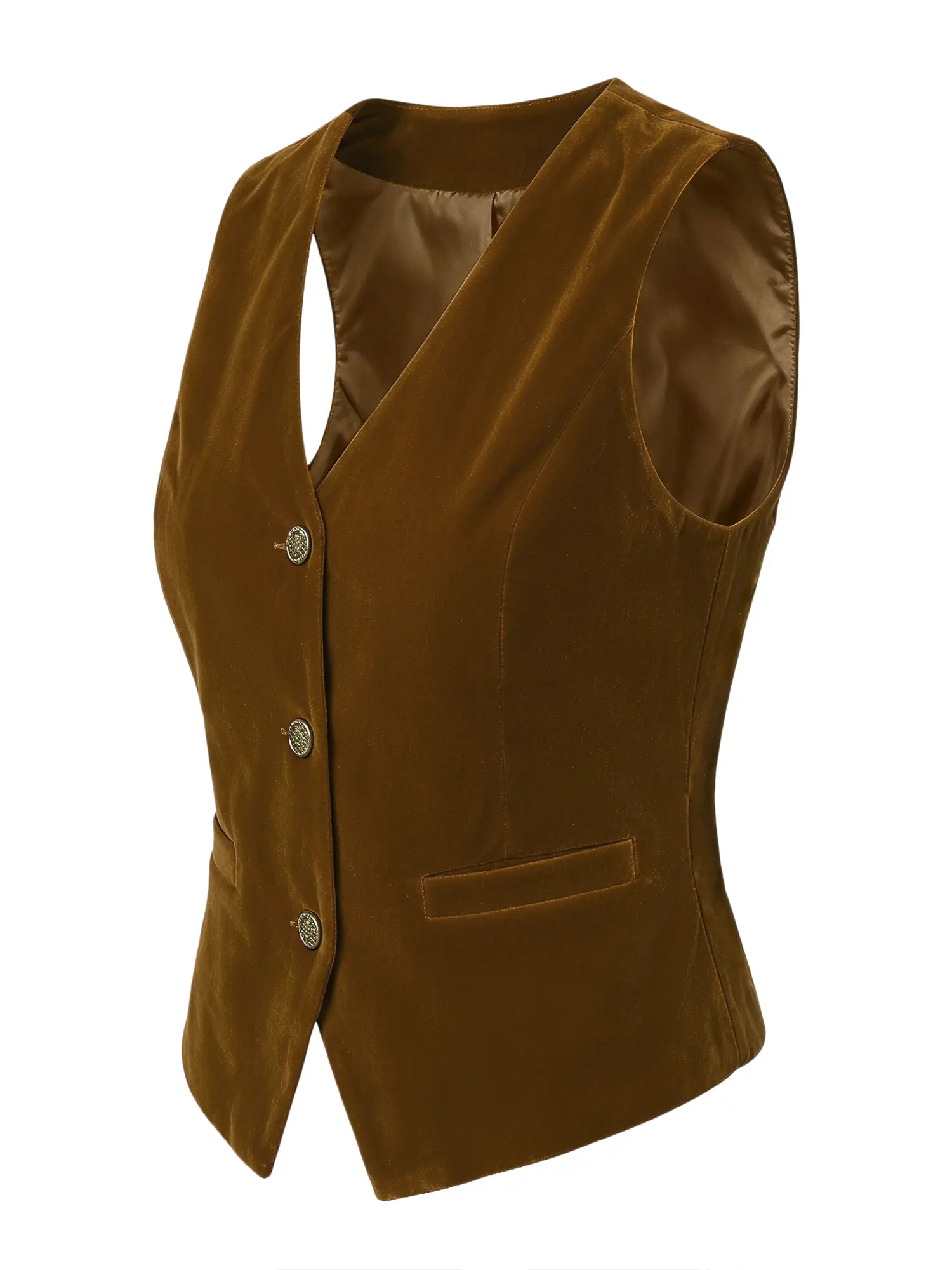 INSPIRE CHIC Waistcoat Steampunk Velvet Sleeveless Button Down V-Neck Suit Vests