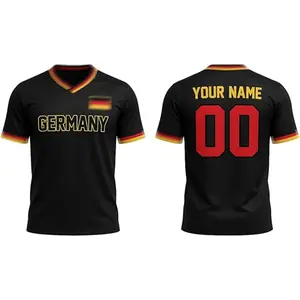 [Custom Name] Personalized Germany Soccer Jersey, Custom Name and Number Football Shirt, Germany Fan Apparel, Black Red Gold Sports Jersey, German Pride Supporter Tee, Unisex Game Day Outfit, Gift For Germany Soccer Fans