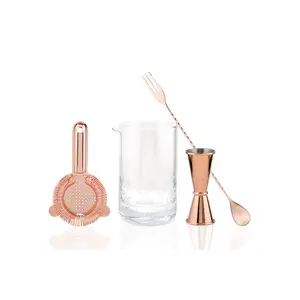 4-Piece Mixing Glass Set in Rose Gold / Gunmetal Black