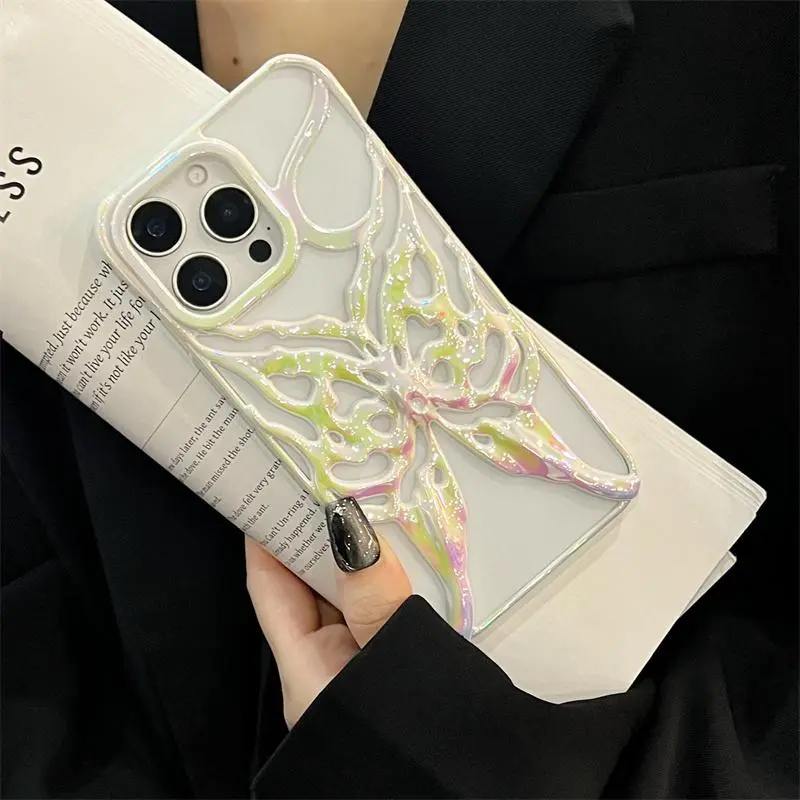Butterfly Pattern Phone Case, Hollow Out Design Phone Protective Cover, Phone Accessory Compatible with iPhone 11 12 13 14 15 Pro Max, Casing, Decoration