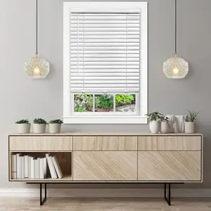 Room Darkening Venetian Blind - 35 Inch Width, 64 Inch Length, 2" Vinyl Slat Size - White - GII Luna Light Filtering Horizontal Mini Windows Blinds for by Home