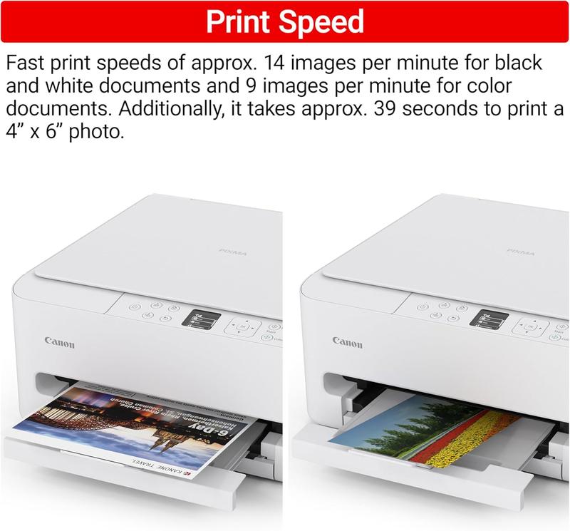 Canon PIXMA TS6520 Wireless Color Inkjet Printer Duplex Printing, White – Home Printer with Copier/Scanner, 1.42 OLED Display, Intuitive Control Panel, Compact Design