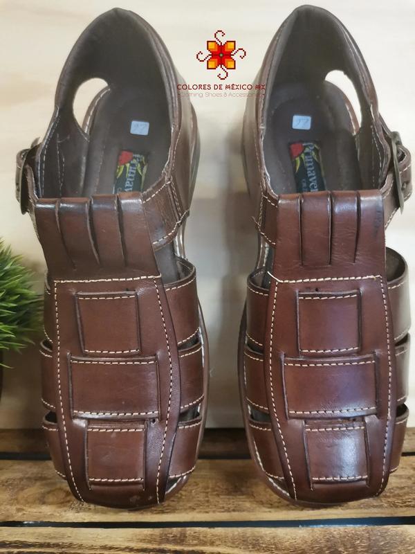 Mexican Leather Shoes men. Handmade sandals For Men. Formal Huarache for Party. Traditional Mexican Shoe. Comfortable sole, brown color